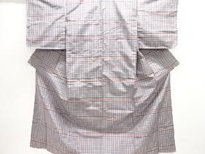 格子織り出し米沢紬着物